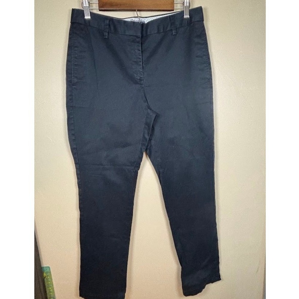 Lands End Womens Navy Blue Mid Rise Straight Leg Chino Pants Size 10